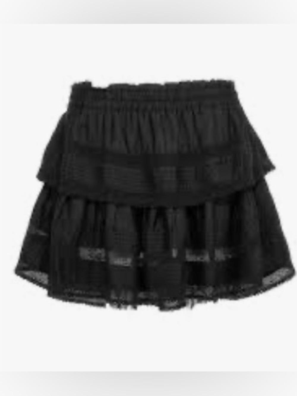 LoveShackFancy Black Tiered Lace-Trim Skirt